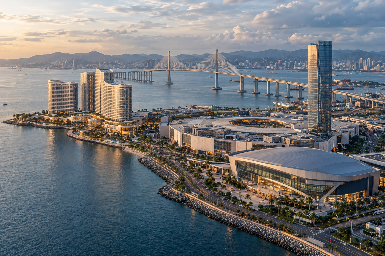 Photorealistic collage inspired by NUSTAR, CCLEX, SM Seaside and the Cebu arena